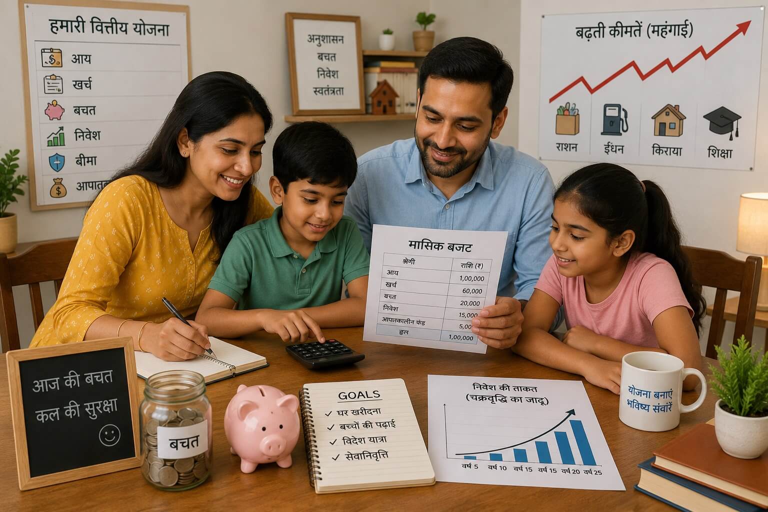 बढ़ती महंगाई के बीच बजट और निवेश की योजना बनाता भारतीय परिवार